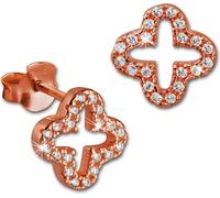 SilberDream blanc trèfle à quatre feuilles zirconium 925 argent doré à la rose clous d'oreilles GSO2906E