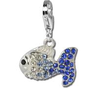 SilberDream bleu Charm poisson zirconium argent Charms pendentif GSC001