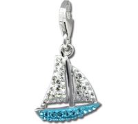 SilberDream bleu clair Charm bateau à voile Zirconia argent Charms Pendentif GSC569H