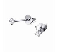 Silberdream Boucles Doreilles 2mm Boucles Doreilles Femme Argent Clou Carré Zircone Blanc Sdo8501w