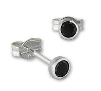 Silberdream Boucles Doreilles 3mm Femme Argent 925 Boucles Doreilles Zircone Noir Sdo5533s