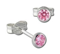 Silberdream Boucles Doreilles 3mm Pour Femme Boucles Doreilles Clous En Argent 925 Zircone Rose Sdo5533a