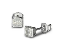 Silberdream Boucles Doreilles 4mm Boucles Doreilles Femme Argent Clou Carré Zircone Blanc Sdo704w