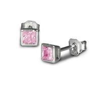 Silberdream Boucles Doreilles 4mm Boucles Doreilles Femme Argent Clou Carré Zircone Rose Sdo704a