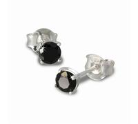 Silberdream Boucles Doreilles 4mm Boucles Doreilles Femme Argent Rond Zircone Noir Sdo714s