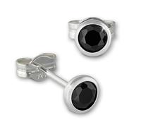 Silberdream Boucles Doreilles 4mm Femme Argent 925 Boucles Doreilles Zircone Noir Sdo5534s
