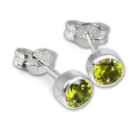 Silberdream Boucles Doreilles 5mm Pour Femme Boucles Doreilles Clous En Argent 925 Zircone Vert Sdo503m