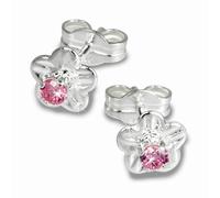 Silberdream Boucles Doreilles 6mm Boucles Doreilles Femme Argent Clou Fleur Zircone Rose Sdo543a