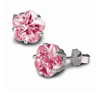 Silberdream Boucles Doreilles 8mm Boucles Doreilles Femme Argent Clou Fleur Zircone Rose Sdo738a