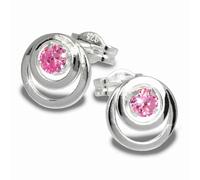 Silberdream Boucles Doreilles 8mm Boucles Doreilles Femme Argent Clous Cercles Zircone Rose Sdo542a