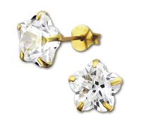 Silberdream Boucles Doreilles 8mm Femme Argent 585 Boucles Doreilles Fleur Plaqué Or Sdo9128yw