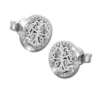 Silberdream Boucles Doreilles Arbre De Vie Blanc Zircone Boucles Doreilles Clous Argent 925 Gso472w