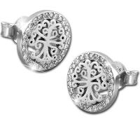 SilberDream Boucles d'oreilles Arbre de vie zircon blanc clou d'oreille 925 argent D2GSO472W