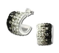 Silberdream Boucles Doreilles Beauté Noires Zircone Boucles Doreilles Créoles Femme Argent 925 Gso007
