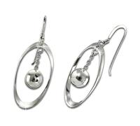 Silberdream Boucles Doreilles Boucles Doreilles Argent 925 Ovale Avec Boule Bijoux Femme Sdo6710j