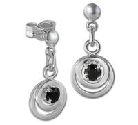 Silberdream Boucles Doreilles Boucles Doreilles Argent Double Anneau Zircone Noir Sdo580s