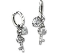 SilberDream Boucles d'oreilles Clé/Cœur Zirconia Femme 925 Argent Créoles GSO506W