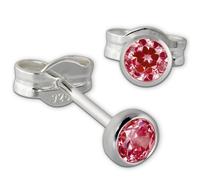Silberdream Boucles Doreilles Clous 3mm Argent 925 Zircone Rouge Rubis Sdo5533p