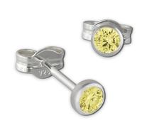 Silberdream Boucles Doreilles Clous 3mm Argent 925 Zircone Vert Clair Sdo5533l