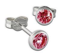Silberdream Boucles Doreilles Clous 4mm Argent 925 Zircone Rouge Rubis Sdo5534p