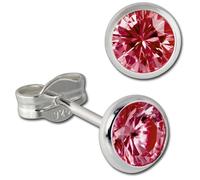 Silberdream Boucles Doreilles Clous 5mm Argent 925 Zircone Rouge Rubis Sdo5535p