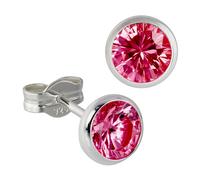 Silberdream Boucles Doreilles Clous 6mm Argent 925 Zircone Rouge Rubis Sdo5536p