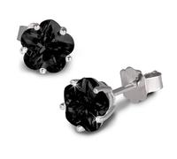 Silberdream Boucles Doreilles Clous 6mm Argent Fleur Zircone Noir Sdo736s