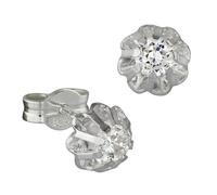 Silberdream Boucles Doreilles Clous 7mm Argent Fleur Zircone Blanc Sdo5903w