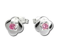 Silberdream Boucles Doreilles Clous Doreilles 8mm Argent Trèfle Feuille Zircone Rose Sdo544a