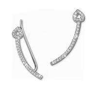 Silberdream Boucles Doreilles Coeur Manchette Blanche Zircone Clips Doreille Argent 925 Gso458w