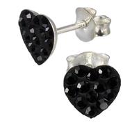 Silberdream Boucles Doreilles Coeur Noir Zircone Boucles Doreilles Clous Femme Argent 925 Gso251s