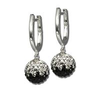 SilberDream Boucles d'oreilles créoles en argent 925 noir - GSO004, Cristal, Cristal