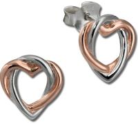 SilberDream Boucles d'oreilles dames argent 333 plaqué or rose cœur SDO452E