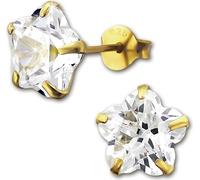 SilberDream Boucles d'oreilles dames argent 585 plaqué or Fleur 8mm SDO9128YW