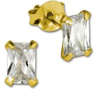 SilberDream Boucles d'oreilles dames argent 585 plaqué or rectangle SDO9116YW