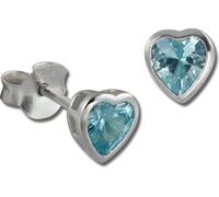 SilberDream Boucles d'oreilles dames argent bleu clair cœur zirconium SDO8507H