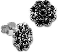 SilberDream Boucles d'oreilles dames argent noir fleur zirconium SDO8519S