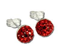 Silberdream Boucles Doreilles Demi-Boule Rouge Zircone Argent 925 Boucles Doreilles Clous Femme Gso217r