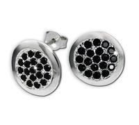 Silberdream Boucles Doreilles Disque Noir Zircone Argent 925 Boucles Doreilles Clous Femme Gso219s