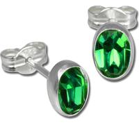 SilberDream Boucles d'oreilles Femme 925 Argent vert ovale Zirconia Boucles d'oreilles SDO552G