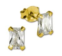 Silberdream Boucles Doreilles Femme Argent 585 Boucles Doreilles Rectangle Plaqué Or Sdo9116yw