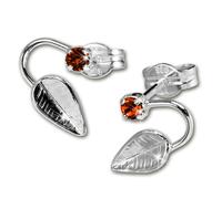 Silberdream Boucles Doreilles Femme Argent 925 Boucles Doreilles Feuille Zircone Rouge Sdo531r
