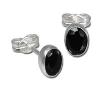 Silberdream Boucles Doreilles Femme Argent 925 Boucles Doreilles Ovales Zircone Noir Sdo552s