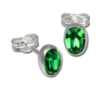 Silberdream Boucles Doreilles Femme Argent 925 Boucles Doreilles Ovales Zircone Vert Sdo552g
