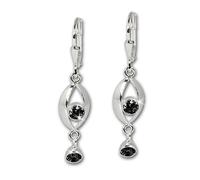 Silberdream Boucles Doreilles Femme Argent 925 Oeil Zircone Noir Sdo523s