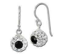 Silberdream Boucles Doreilles Femme Argent Boucles Doreilles Boule Oeil Zircone N/B Sdo8603w