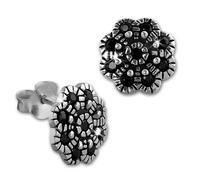 Silberdream Boucles Doreilles Femme Argent Boucles Doreilles Fleur Zircone Noir Sdo8519s