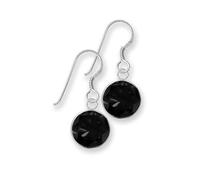 Silberdream Boucles Doreilles Femme Argent Boucles Doreilles Rondelle Zircone Noir Sdo8602s