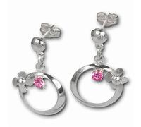 Silberdream Boucles Doreilles Femme Argent Clou Fleur Anneau Zircone Rose Sdo547a