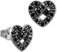 SilberDream Boucles d'oreilles femmes argent noir cœur zirconium SDO8518S